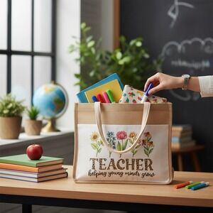 Teacher Gift Burlap Bag Appreciation | Helping Young Minds Grow